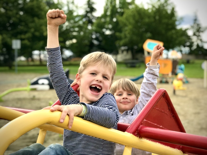 Kids cheering at Parksville Community Park