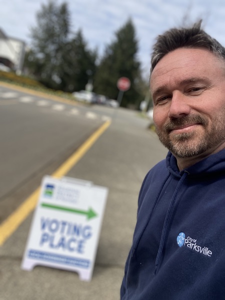 Sean Wood at the voting place